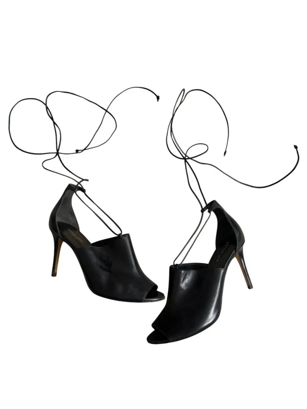 MICHAEL KORS COLLECTION Black Leather Laceup Sandals Heels Size 39 / US 9